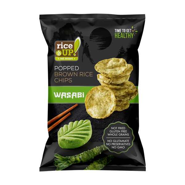 RICE UP! Black Edition Popped Brown Rice Chips Wasabi